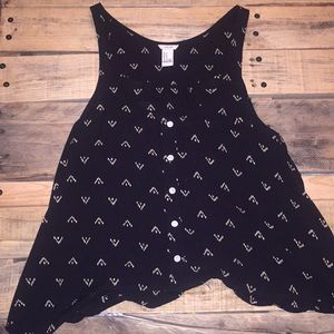 patterned button front tank